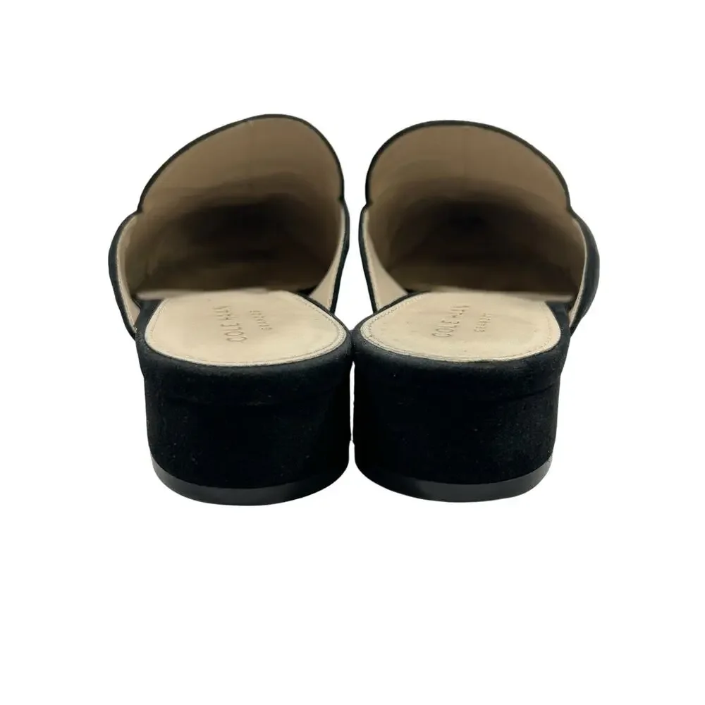 Cole Haan Women's Black Suede Piper Mules Size 6B Pointed Toe W08934